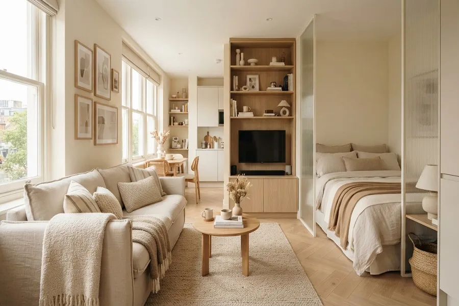 Warm Neutrals and Tonal Schemes for small studio